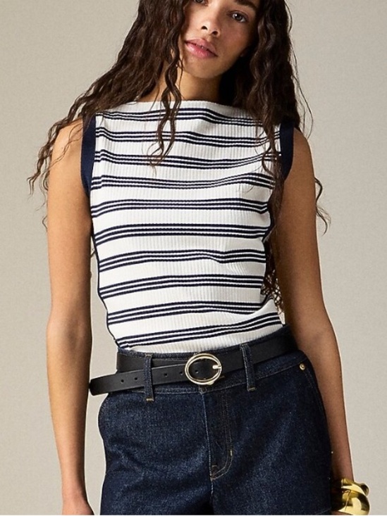 J. Crew Tops - J crew Striped Knit Tank Top - Navy & White xs new